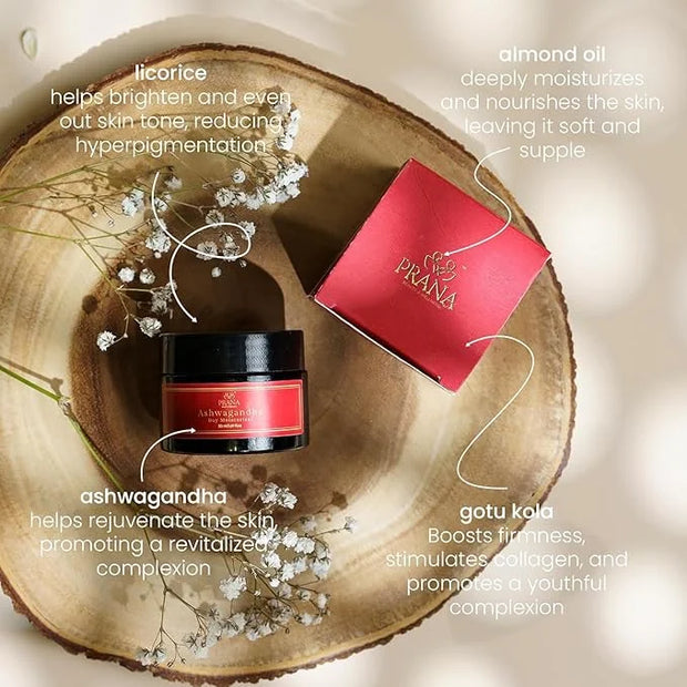 PRANA Ashwagandha Day Face Moisturizer - Natural Face Lotion with Ayurvedic Ingredients like Licorice, Almond Oil, Gotu Ko...