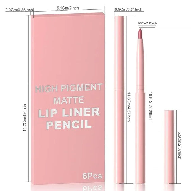evpct 6Pcs Retractable Lip Liner Pencils Set Pack for Shaping & Sculpting Lips, Ruby Mauve Red Rose Nude Pink Plum Purple ...