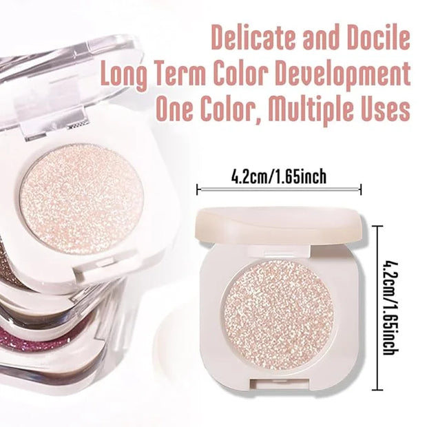 2Pcs Glitter Shimmer Sparkle Eyeshadow Palette Makeup, Light Brown Pearl White Glitter Shimmer Metallic Holographic Multic...