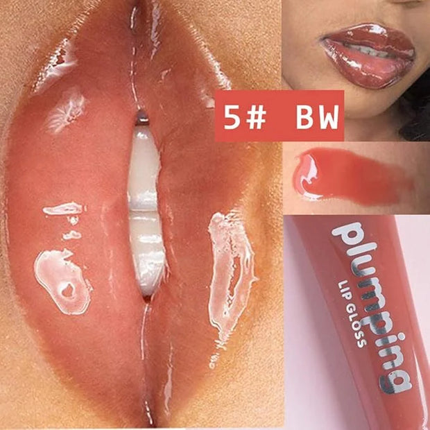 MAEPEOR Plumping Lipgloss 9 Colors Moisturizing Lip Plumper Shiny Jelly Lip Gloss (High Shine, 05#Brown Red) - Product Image