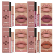 LANGMANNI 4pcs Matte Lipstick with Lipliners Durable Makeup Set,Long-Lasting Non-Stick Cup Not Fade Waterproof Pigmented V...