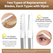 Dermaplaning Tool for Face, 20 Blade Refills, Dermaplane Razor for Face, Hair Remover Blade for Eyebrows and Peach Fuzz, F...