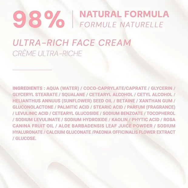 Panier des Sens - Ultra Rich Face Cream - with Hyaluronic Acid + Peony Extract - Moisturizing and Radiance - Skin Care for...