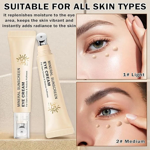 Mineral Sunscreen Eye Cream for Dark Circles,3-in-1 Under Eye Cream Anti Aging for Puffiness and Bags Under Eyes,Under Eye...