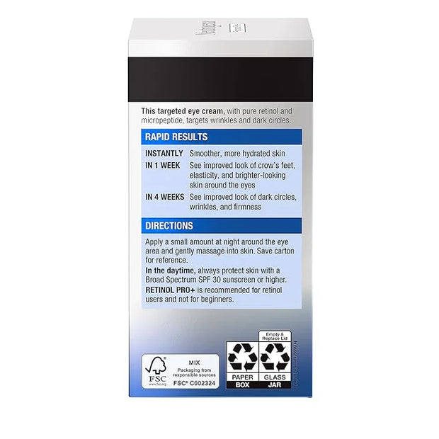 Neutrogena Rapid Wrinkle Repair Retinol Pro+ Anti-Wrinkle Eye Cream, Targeted Eye Cream for Wrinkles & Dark Circles, Formu...