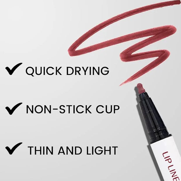 2Pcs Longwear Liquid Lip Liner Stain Marker Pen Set Long Lasting Waterproof, Black Cherry Wine Red Matte Permanent 24 Hour...