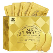 BREYLEE Under Eye Patches (30 Pairs), 24K Gold Eye Masks for Reducing Wrinkles and Fine Lines Under eye, Puffy Eyes and Da...