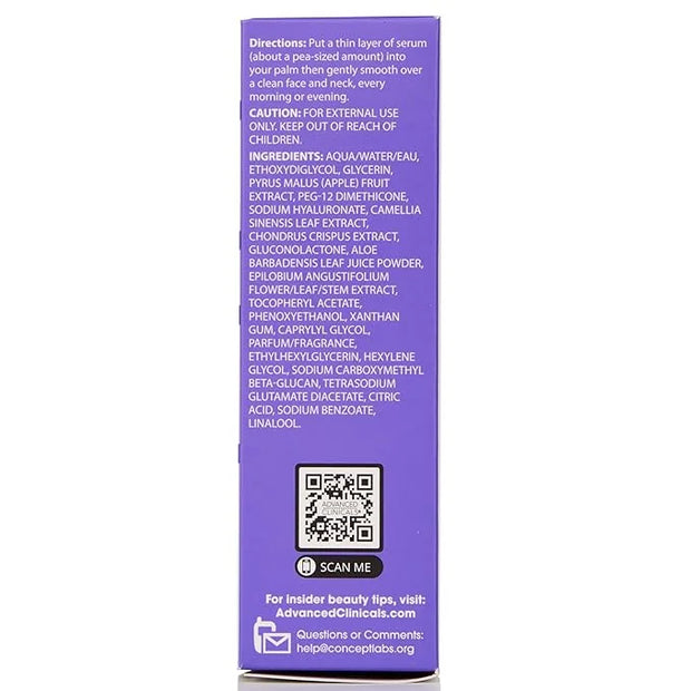 Advanced Clinicals Hyaluronic Acid Serum For Face | Moisturizing Facial Skin Care Products | Hydrating Serum For Face Help...