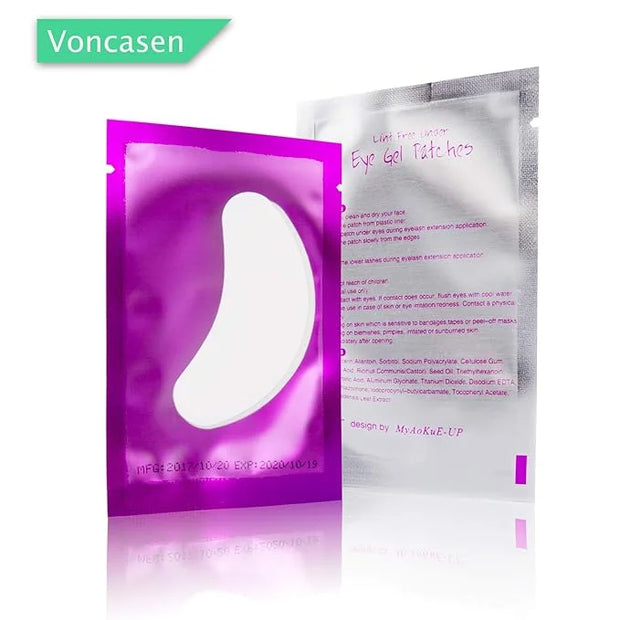 100 Pairs Set Under Eye Pads, Comfy and Cool Under Eye Patches Gel Pad for Eyelash Extensions Eye Mask Beauty Tool (Purple...