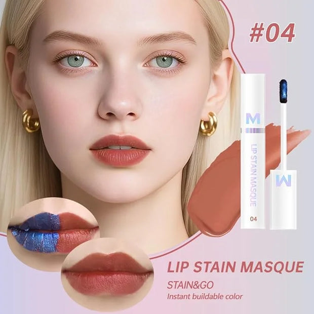 Matte Lip Gloss Peel Off Masque - Peel Off Lip Stain Tattoo, Chestnut Brown Peel Off Lip Tint，Long Lasting Waterproof Tran...
