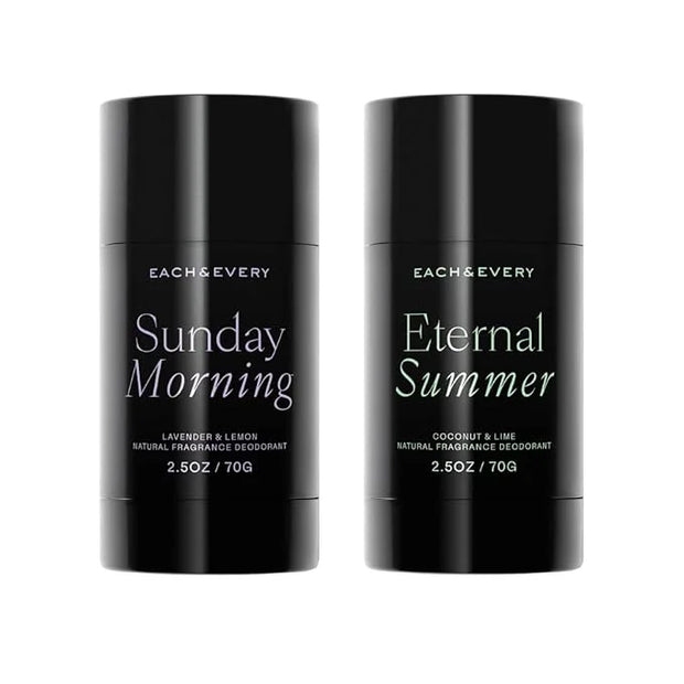 Each & Every Aluminum Free Deodorant for Women & Men, Lavender & Lemon + Coconut & Lime - All Natural Deodorant for Sensit...