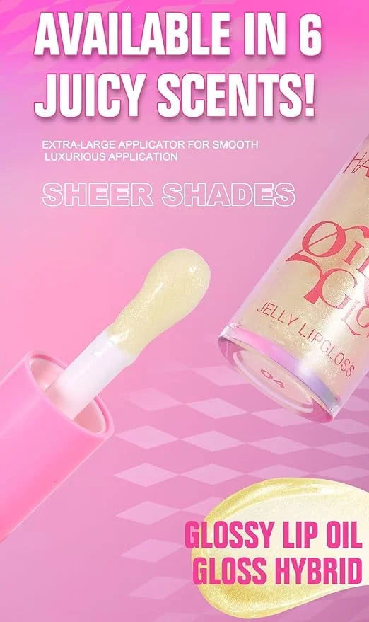Beauty Glazed Big Brush Head Lip Oil, Ultra-Hydrating & Nourishing, Smooth Glossy Finish Lip Glow Oil, Shiny and Vegan Tin...