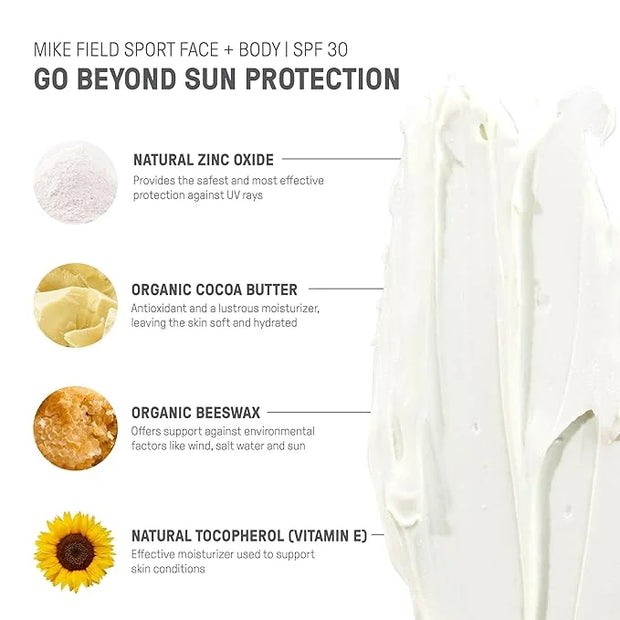 Raw Elements Mike Fields Face & Body Organic Sunscreen Tin SPF 30 - Non-Nano Zinc Oxide, Water-Resistant 80 Min, Reef Safe...
