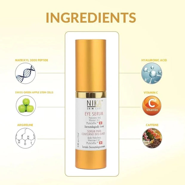 SKIN CARE - Eye Serum with Vitamin C & E, Hyaluronic Acid, Caffeine, and Swiss Apple Stem Cells - Day & Night - Product Image