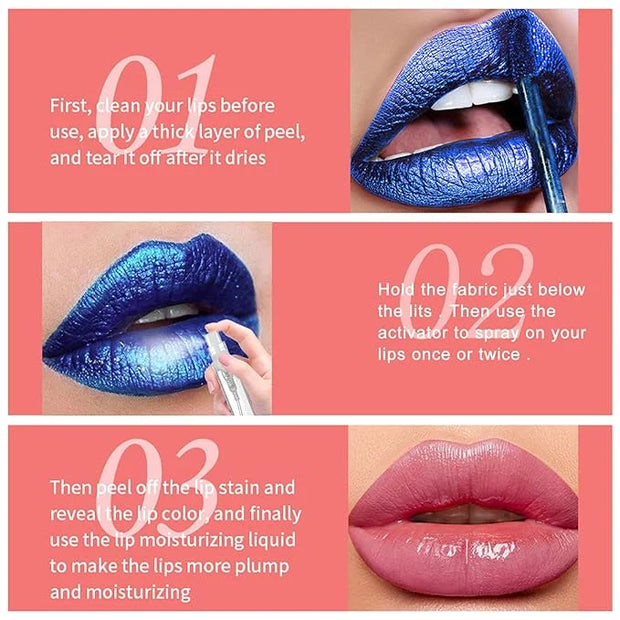 2PCS Peel Off Lip Stain Lip Tint Matte Liquid Lipstick Nude Lip Gloss Long Lasting Waterproof Lip Tint Stain Non-stick Cup...