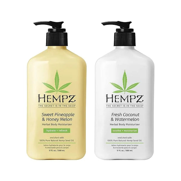 Hempz Body Lotion - Sweet Pineapple & Honey Melon + Coconut & Watermelon Daily Moisturizing Cream, Shea Butter, Aloe - Ski...