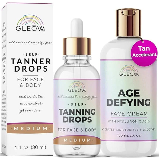 Face Self Tanner Drops with Revitalizing Cream, Self Tanning Drops for Face, Face Tanner Bronzing Drops, Face Tanning Drop...