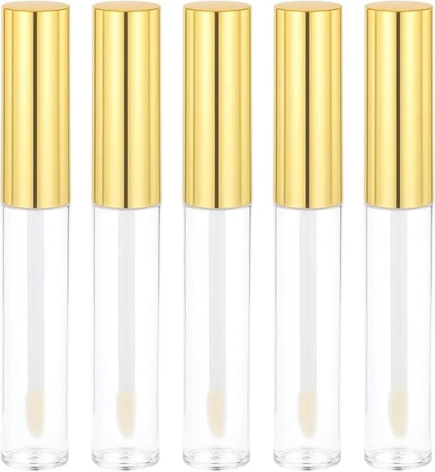5 Pcs Empty Lip Gloss Tubes, Clear Plastic Gloss Container with Wand Refillable Lip Balm Bottle 10ml Lip Gloss Container f...