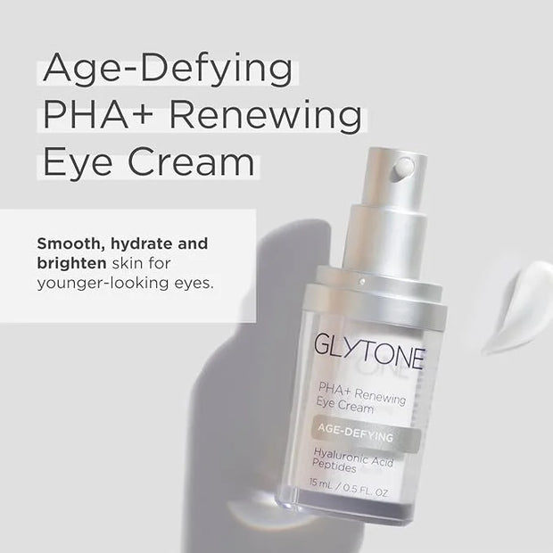 Glytone Age-Defying PHA+ Renewing Eye Cream for Wrinkles| Anti aging Under Eye Cream with Hyaluronic Acid Peptides| Target...