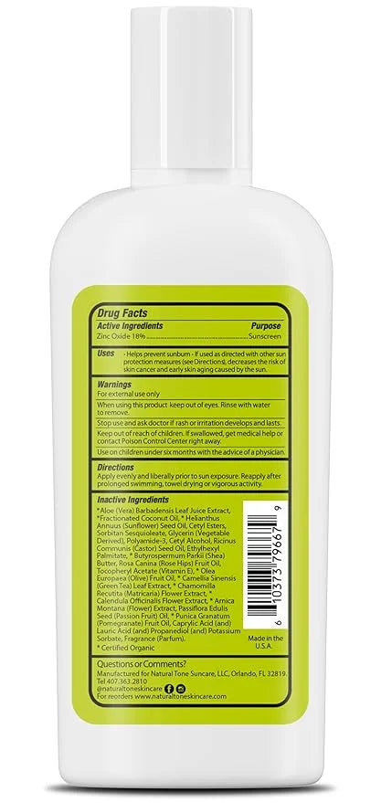 SPF30 Broad Spectrum Natural Sunscreen, Soothing and Hydrating Mineral Sunscreen, Vegan, Paraben-Free Sunblock, Water-Resi...