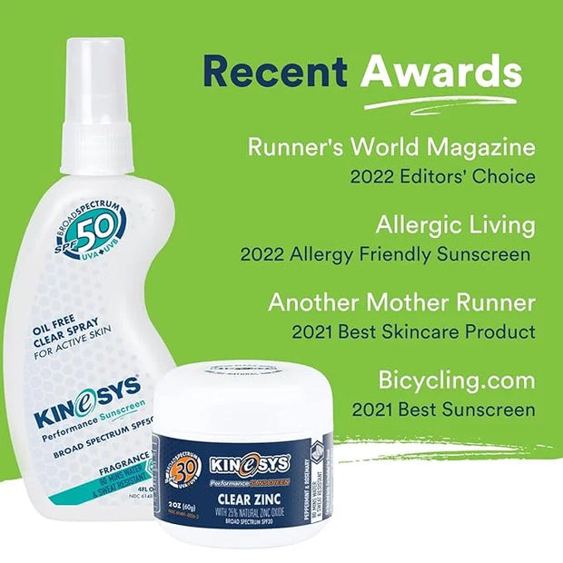KINeSYS Fragrance Free Clear Spray Sunscreen for sensitive skin, SPF 30, Hypoallergenic, Broad Spectrum UVA/UVB protection...