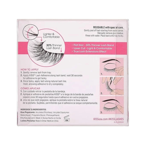 KISS Lash Couture LuXtensions Collection False Eyelashes, Flat Lash Technology, Super Slim Lash Band, Real Lash Extension ...