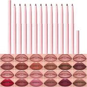 evpct 12Pcs Retractable Lip Liners Pencils Set Pack for Shaping & Sculpting Lips, Mauve Maroon Red Orange Nude Coffee Brow...
