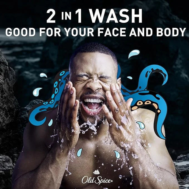 Old Spice Cleansing Body Wash for Men, 3X Defense, 24/7 Shower Fresh with Lasting Scent, 2-in-1 Body & Face Wash, Krakenga...