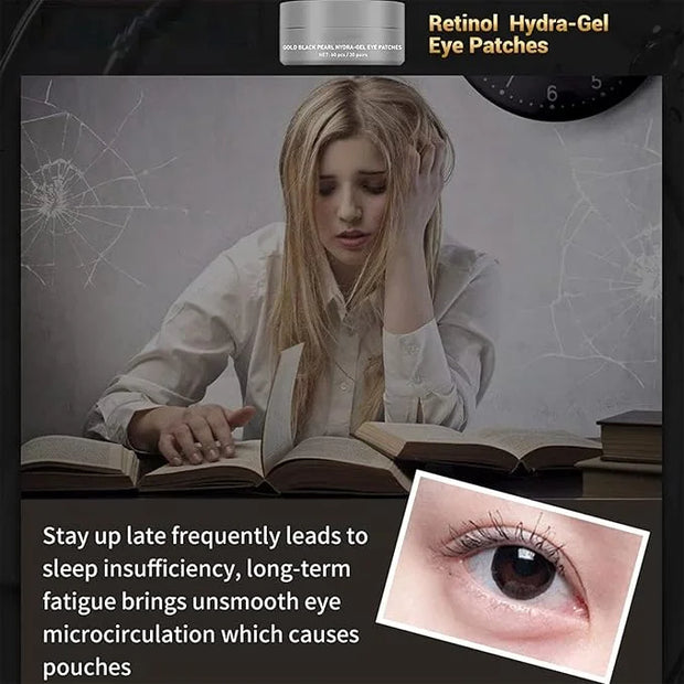 Gold Black Pearl Hydra-Gel Eye Patches - Gel Eye Mask for Eyes Treatment Puffiness Anti-Aging Remove Eye Bags Relieve Dark...