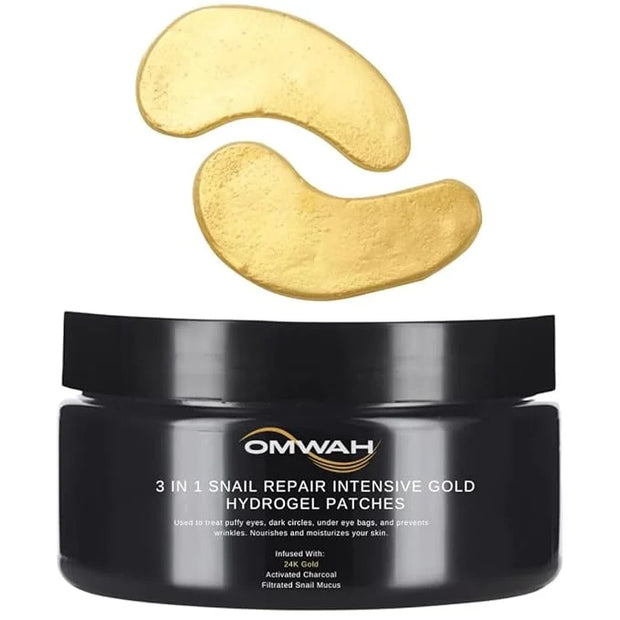 OMWAH Under Eye Mask for Face, Dark Circles and Puffiness, Beauty & Personal Care with Snail Mucin 24K Gold and Activated ...