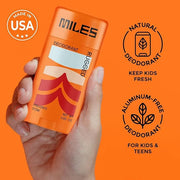 Miles Kids Deodorant for Boys and Girls - Aluminum Free Deodorant for Kids and Teens, Natural, Hypoallergenic, Made in USA...