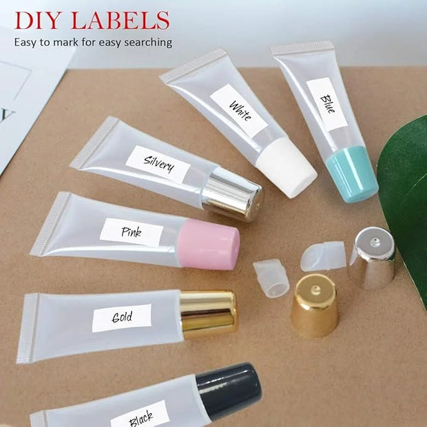 AMORIX 50PCS 10ml Black Lip Gloss Tubes Empty Clear Lip Balm Containers Refillable Soft Cosmetic Squeeze Tubes for Lip Glo...