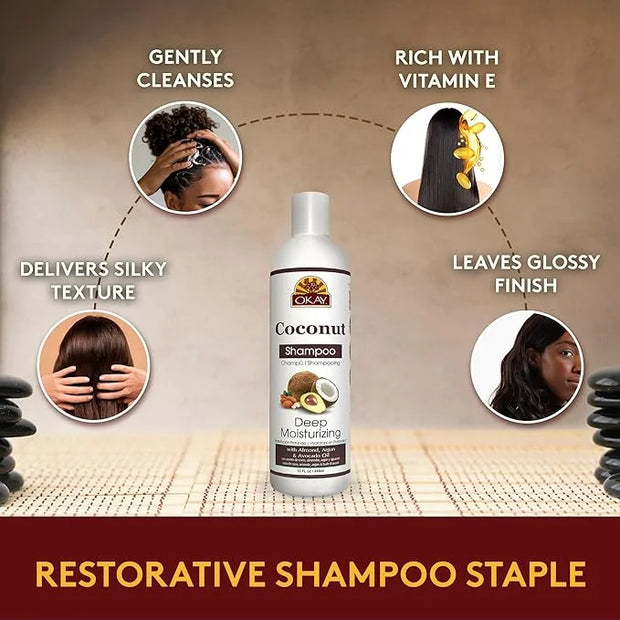 OKAY COCONUT OIL DEEP MOISTURIZING SHAMPOO 12oz / 355ml - Product Image