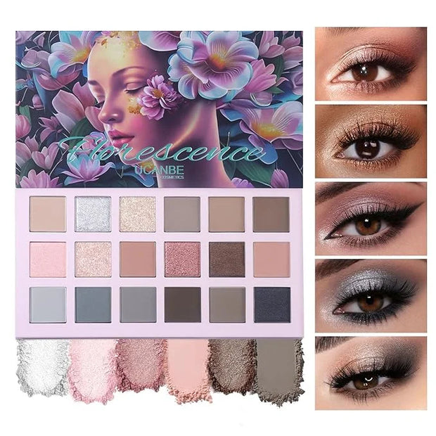 2Pcs Florescence + Aromas Eyeshadow Palette Makeup Set, Matte Shimmer Glitter Pressed Pearl All Highly Pigmented Blending ...