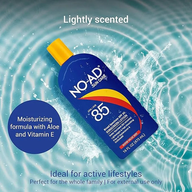 NO-AD SPF 85 Sunscreen Lotion | Broad Spectrum UVA/UVB Protection | Water Resistant | Octinoxate & Oxybenzone Free with mo...
