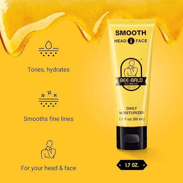 Bee Bald SMOOTH Daily Moisturizer Hydrates & Tones Away Fine Lines, Wrinkles and Dry Patches; Helps Control Oil & Shine to...