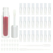 COSIDEA 24 pcs Empty 5ml big brush Frosted lip gloss tube White round lipgloss tubes container with big doe foot wand - Pr...