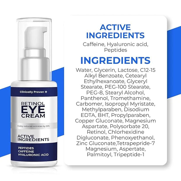 Under Eye Cream for Puffiness & Dark Circles + Argireline & Matrixyl 3000 Serum Bundle - Anti-Aging Eye Cream and Collagen...
