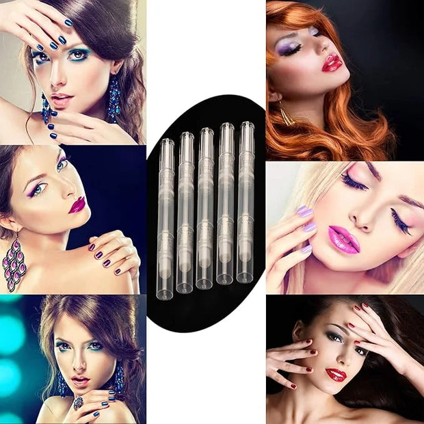 12 Pack 3 ml Transparent Twist Pens, Empty Nail Oil Pen with Brush Tip, Cosmetic Lip Gloss Container Applicators Eyelash G...