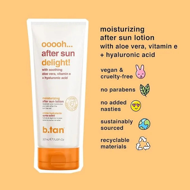 B.TAN After Sun Lotion | Ooooh Aftersun Delight - Aloe Vera & Hyaluronic Acid, Sun Burn Skin Relief, Moisturizing Body Cre...