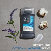 Dove Men+Care Deodorant Stick for Men Clean Comfort Pack of 2 Aluminum Free 72-Hour Odor Protection Mens Deodorant with 1/...
