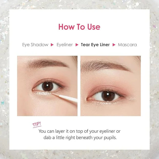 ETUDE Tear Drop Eye Liner #1 White Tear (21AD) | Eyes Makeup | Kbeauty | Liquid Glittering Eye Liner to Make Your Eyes Spa...