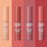 Ruby Kisses Lip Gloss Butter Bomb Gloss Non-Sticky Lip Gloss Vitamin E Natural Nude Lip Makeup- 7.8mL (0.26 US fl.oz) with...
