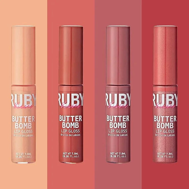 Ruby Kisses Lip Gloss Butter Bomb Gloss Non-Sticky Lip Gloss Vitamin E Natural Nude Lip Makeup- 7.8mL (0.26 US fl.oz) with...