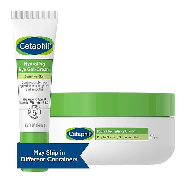 Cetaphil Night & Eye Hydration Set, Rich Hydrating Night Cream(1.7 oz) & Hydrating Eye Gel-Cream ( .5 oz) for Dry Sensitiv...