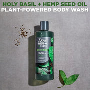 Dove Men+Care Body Wash Holy Basil + Hemp Seed Oil 4 Count to Rebuild Skin in the Shower with Plant-Based Cleansers and Mo...