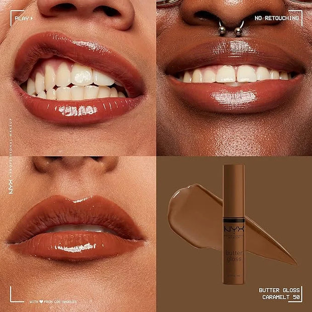 NYX PROFESSIONAL MAKEUP Butter Gloss Brown Sugar, Non-Sticky Lip Gloss - Caramelt (Medium Brown) - Product Image