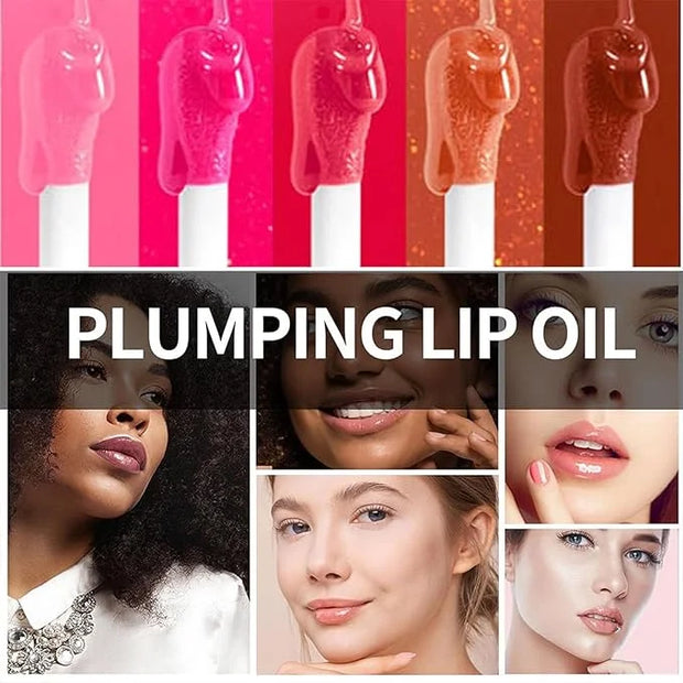 Hydrating Lip Glow Oil, Lip Oil Gloss Transparent Toot Tinted Nourishing Long Lasting Repairing Lightening Lip Lines (RASP...