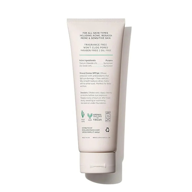 MDSolarSciences Face and Body Sunscreen, SPF 50, Mineral Sunscreen for Kids and Adults, Water-Resistant Up to 80 Minutes, ...