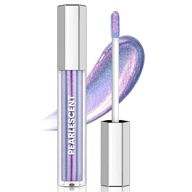 Purple Glitter Lip Gloss Liquid Lipstick, Diamond Shimmer Metallic Sparkly Iridescent Chameleon Lilac Lip Gloss Gift for W...